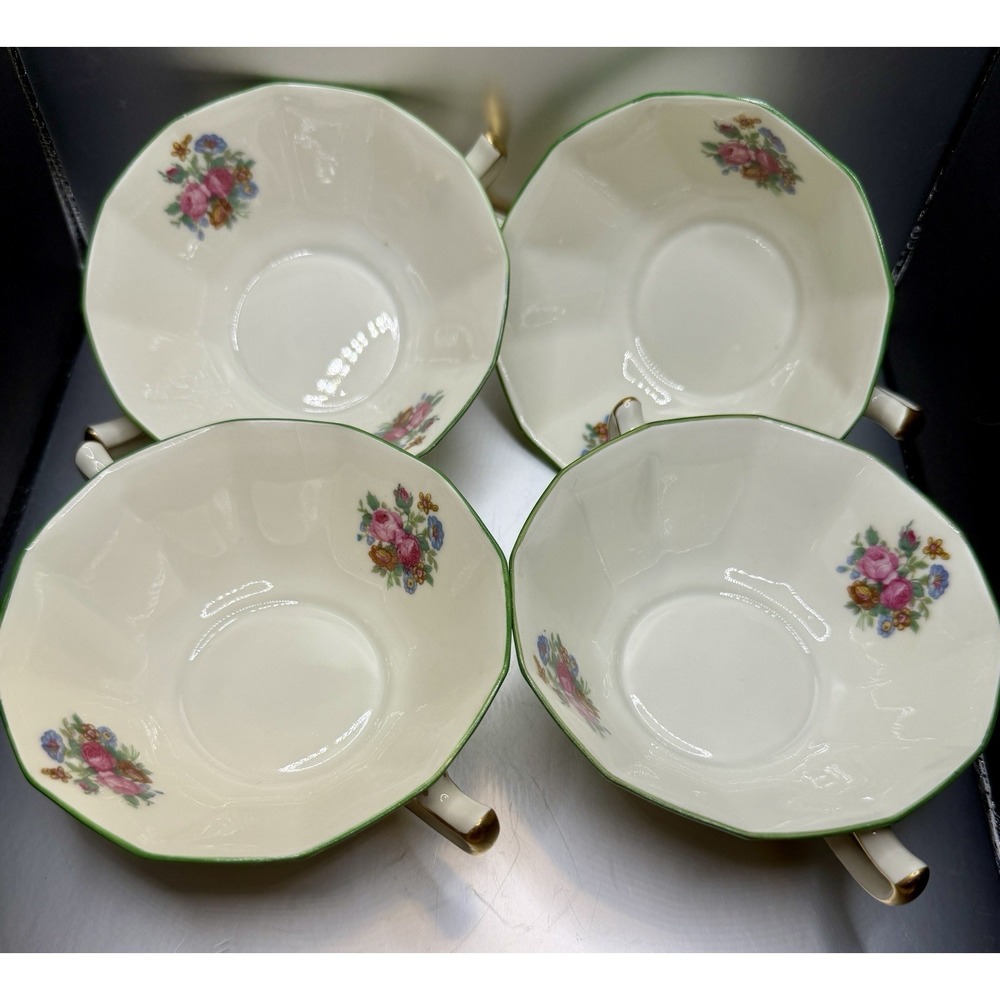 Vintage Black Knight Porcelain‎ Bouillon Bowls 4-pc Made in Czechoslovakia